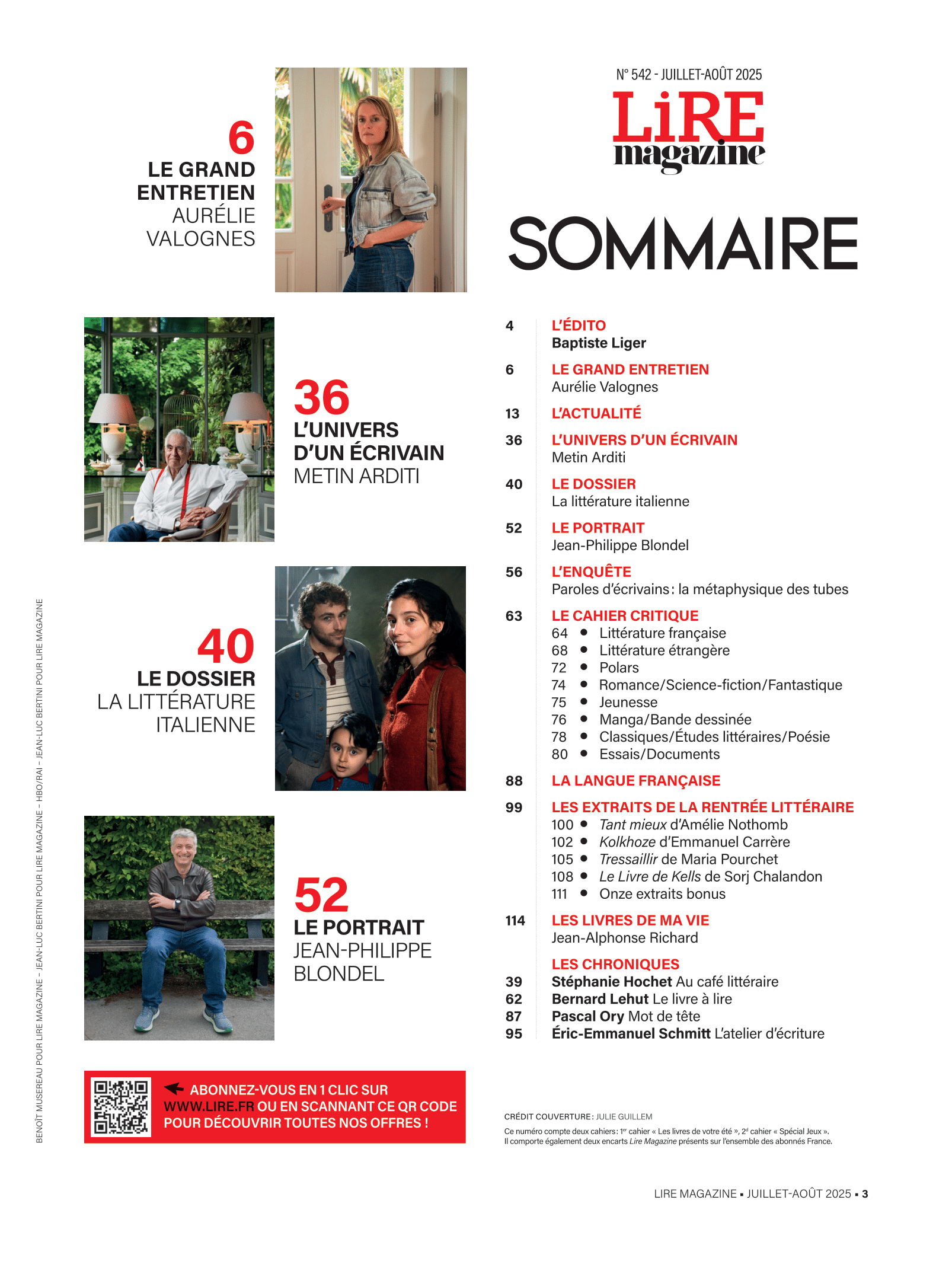 Lire Magazine n°542/543 - Les livres de votre été + 32 pages de jeux langue française - juillet-août 2025