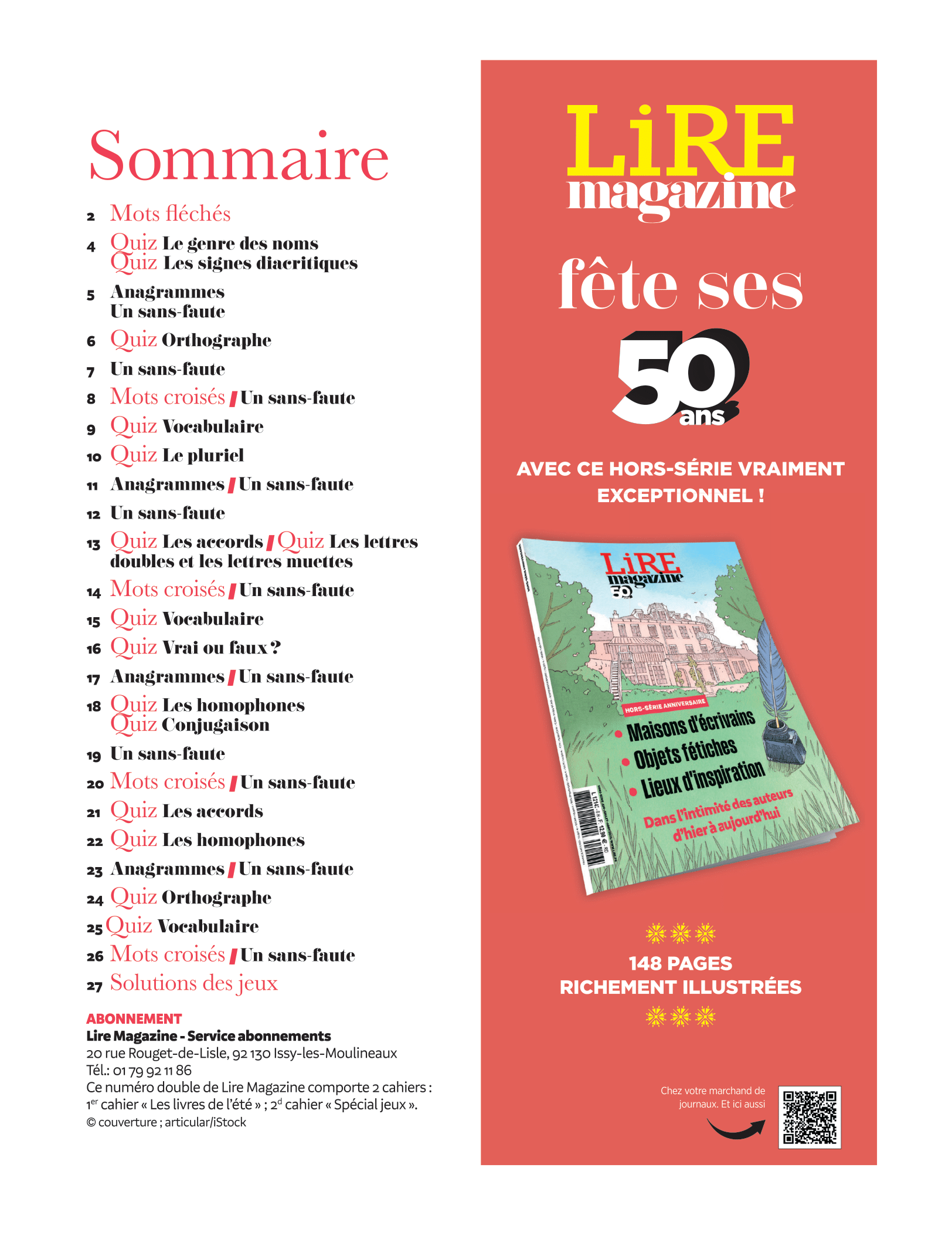 Lire Magazine n°542/543 - Les livres de votre été + 32 pages de jeux langue française - juillet-août 2025