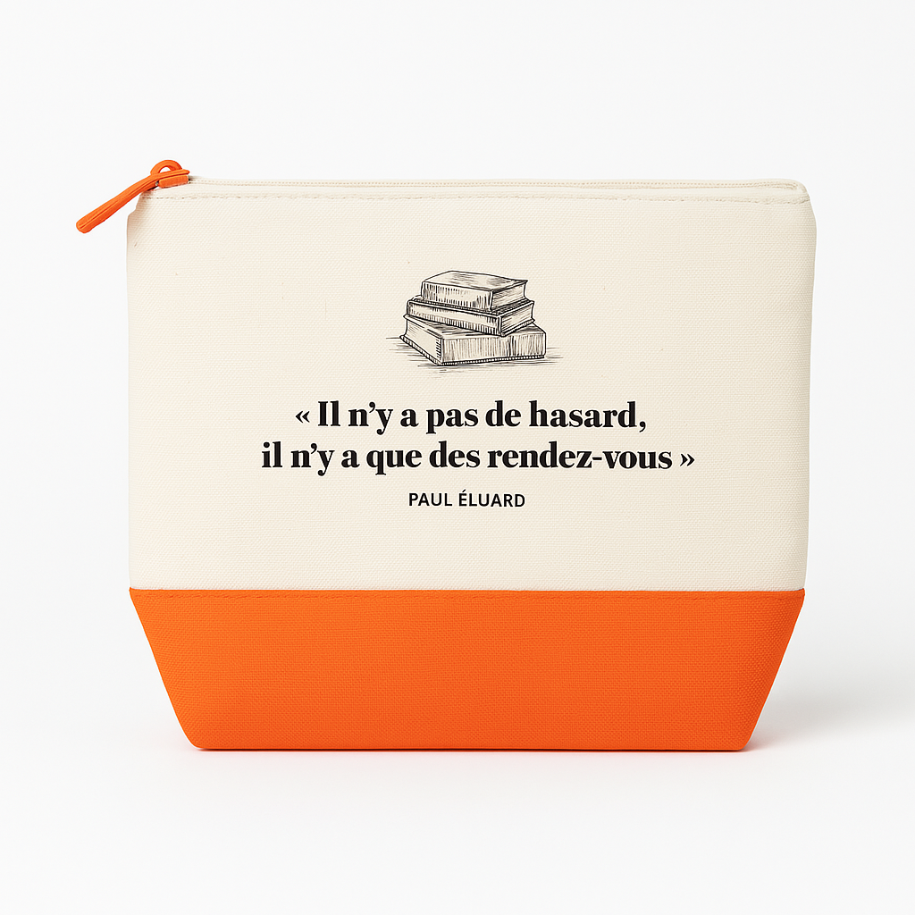 La jolie trousse en coton et sa citation de Paul Eluard