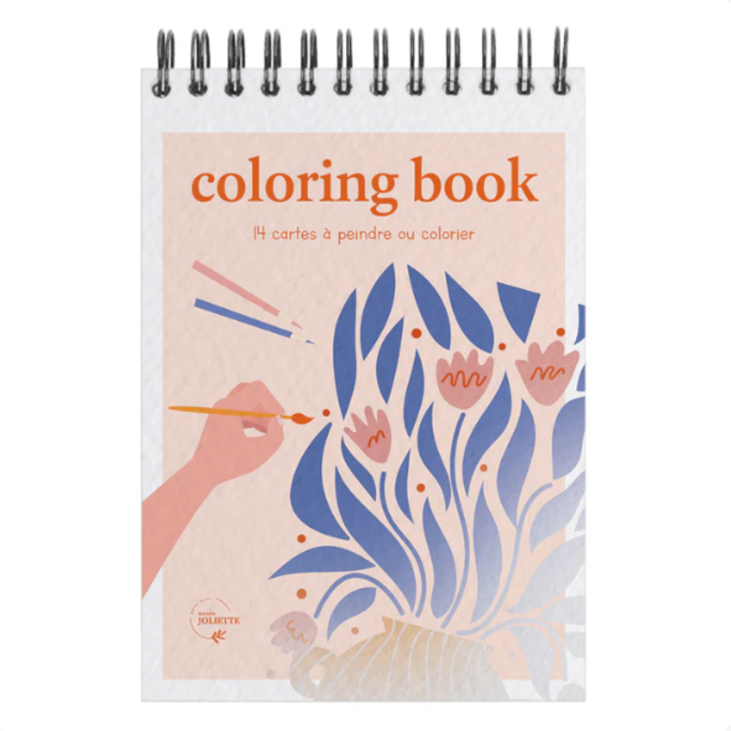 Carnet de coloriage Floral bleu et rose - Format A6