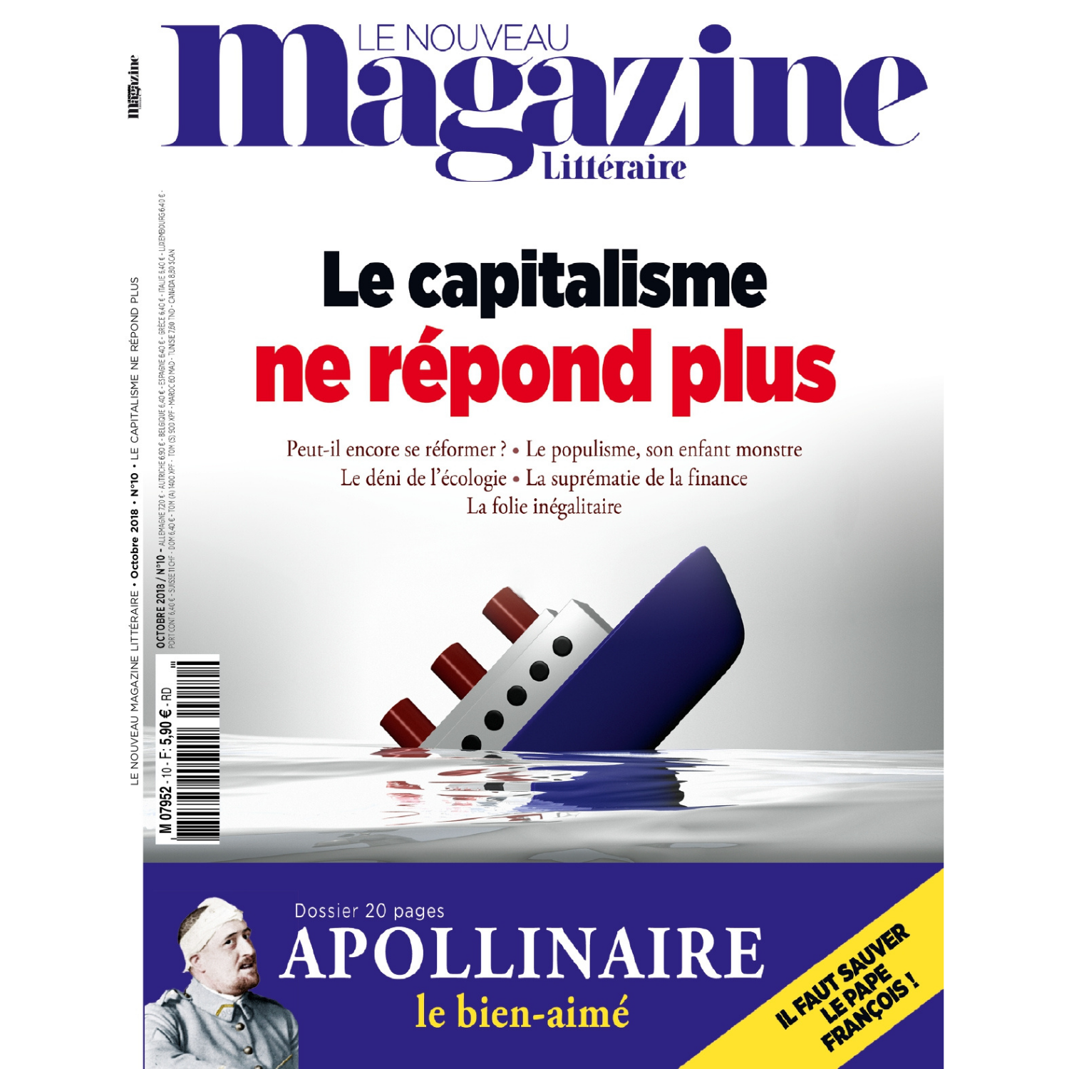 Nouveau Magazine Littéraire n°10 - Le capitalisme ne répond plus - septembre 2018.