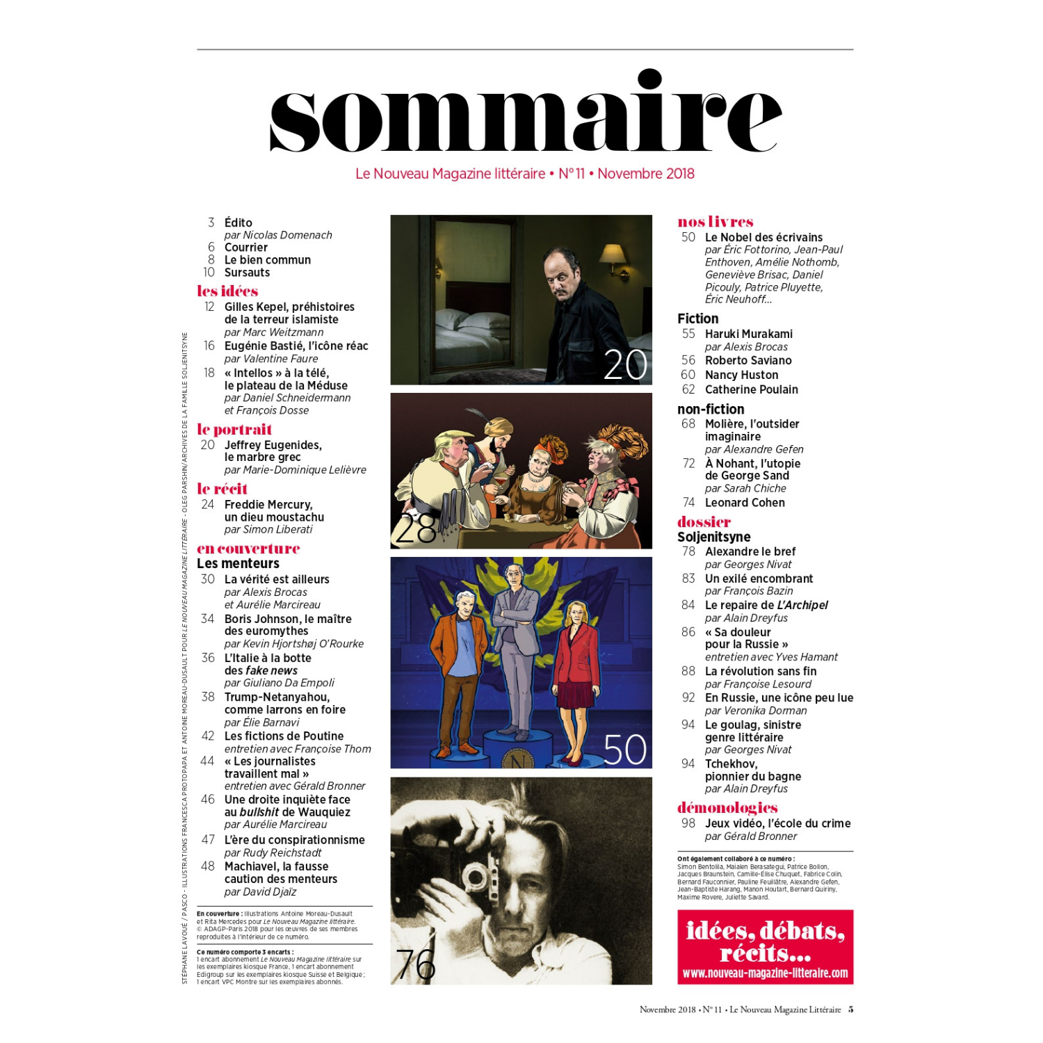 Nouveau Magazine Littéraire n°11 - Les menteurs, comment les populistes manipulent les idées et l&