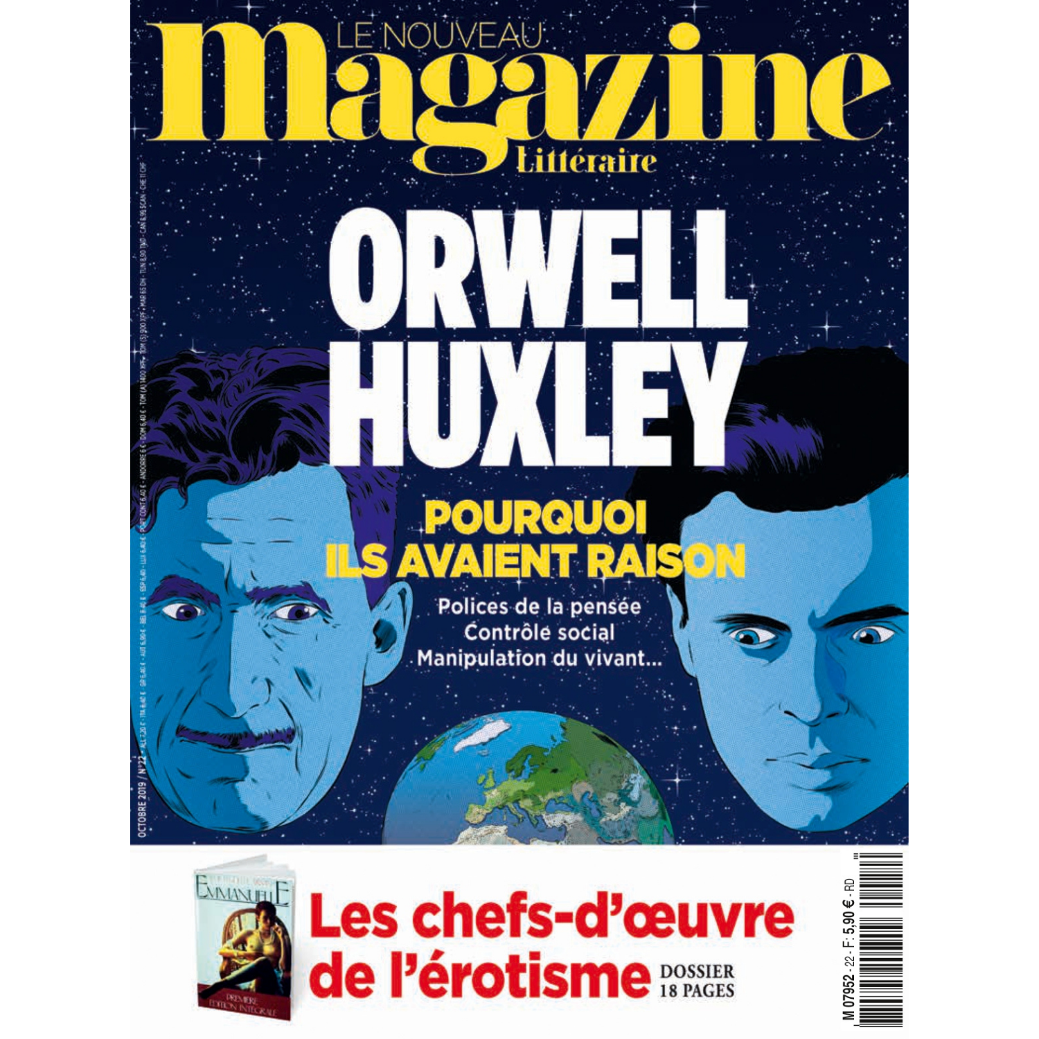 Nouveau Magazine Littéraire n°22 - Orwell Huxley, pourquoi ils avaient raison - septembre 2019.
