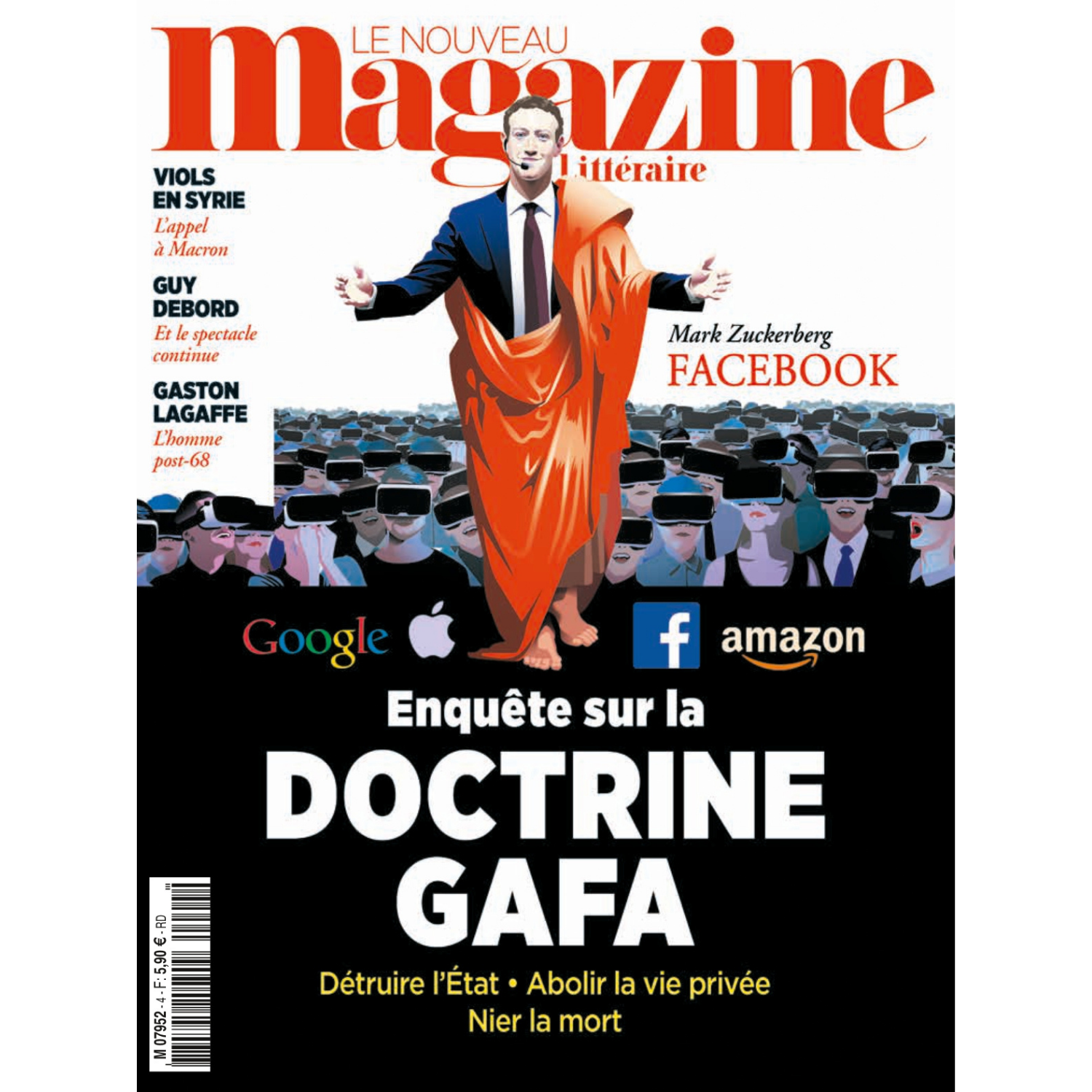 Nouveau Magazine Littéraire n°4 - Enquête sur la doctrine GAFA - avril 2018.