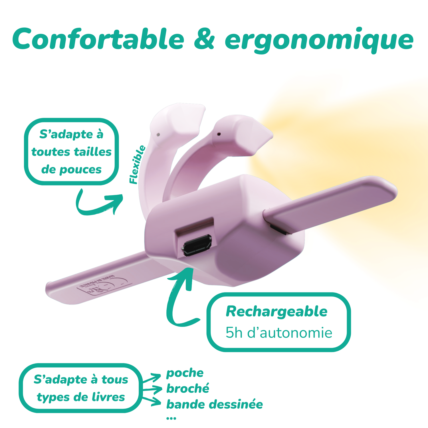 Lizia - La lampe de lecture 3-en-1 - Violette