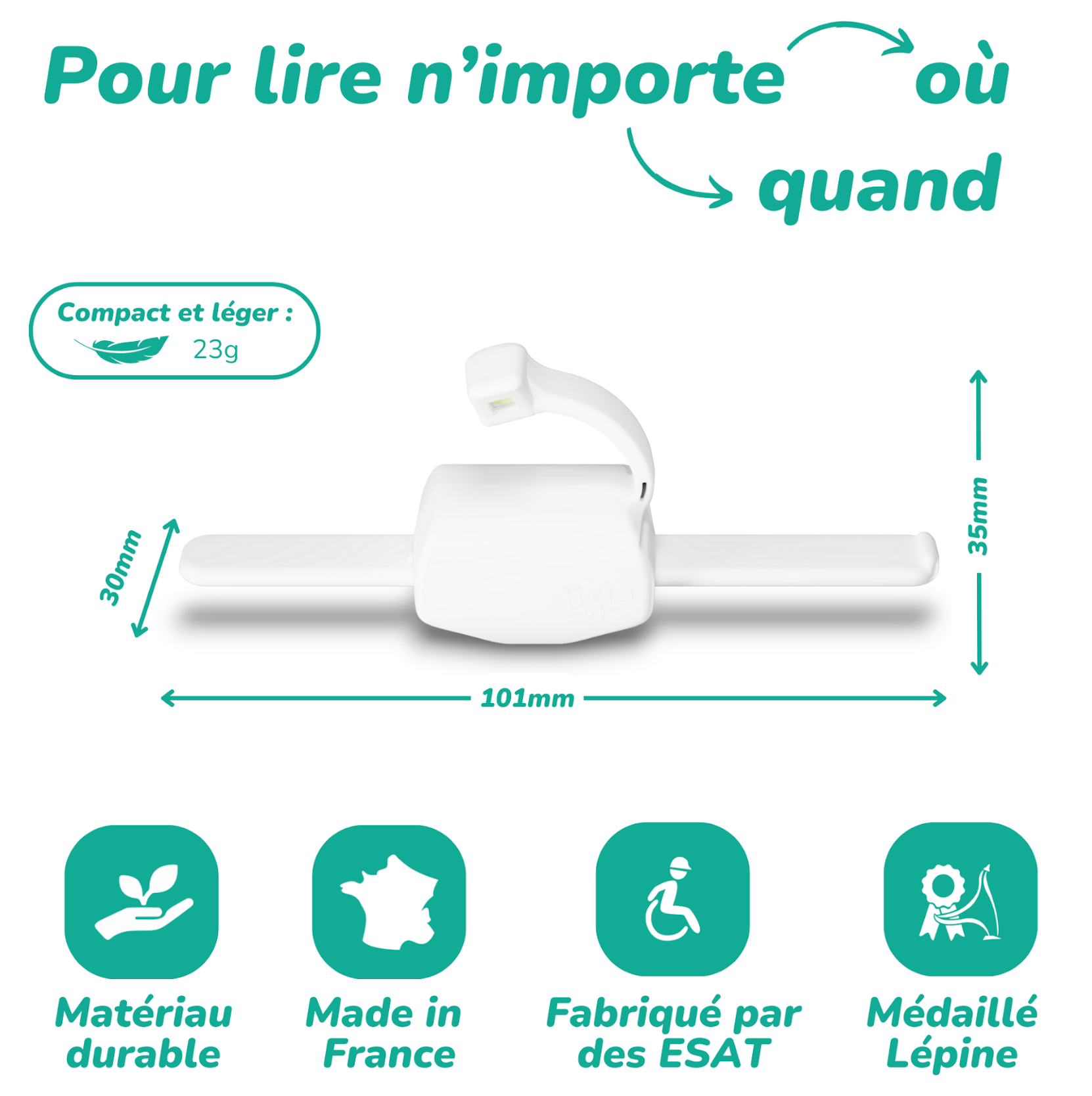 Lizia - La lampe de lecture 3-en-1 - Blanche