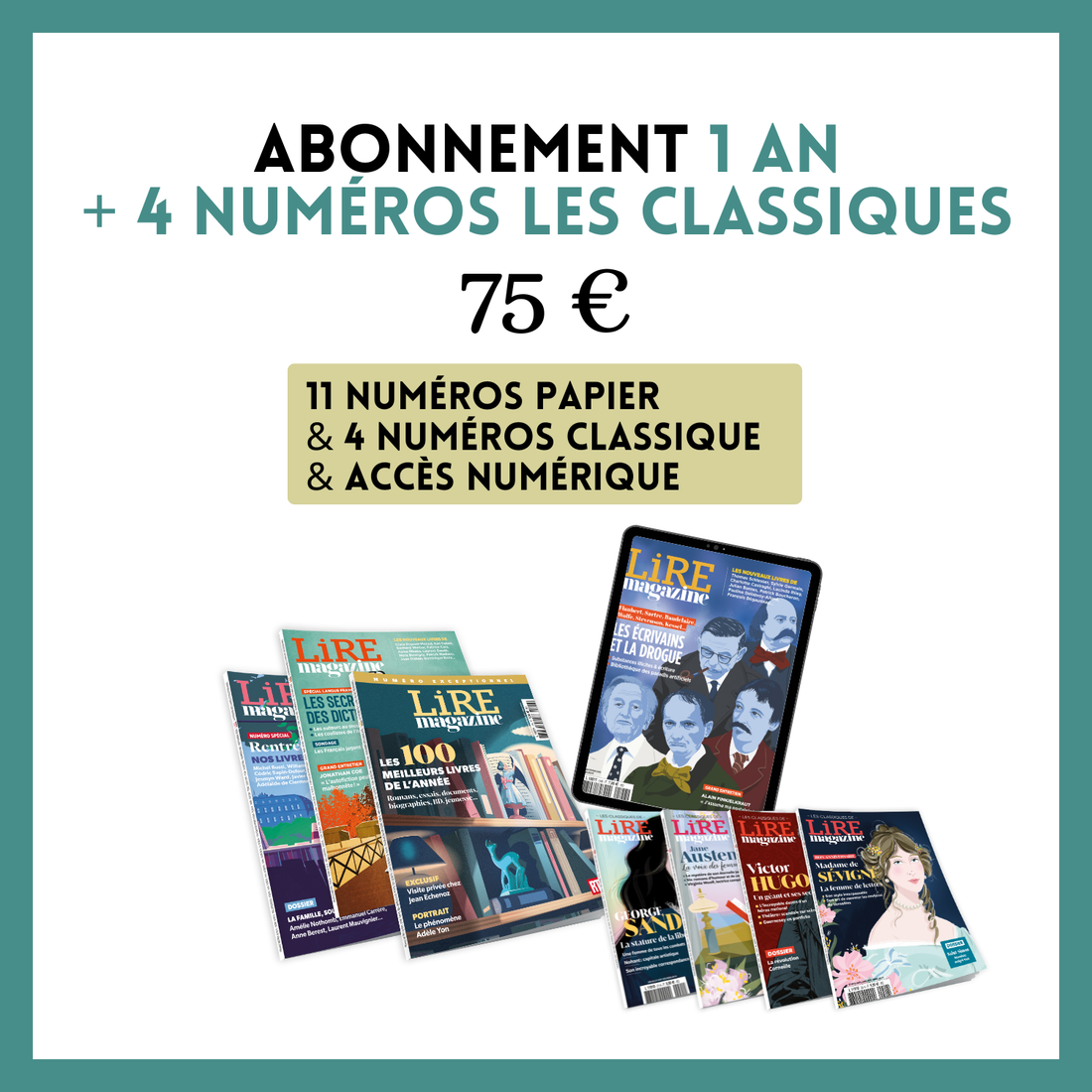 Abonnement 1 an + 4 numéros Les Classiques de Lire Magazine