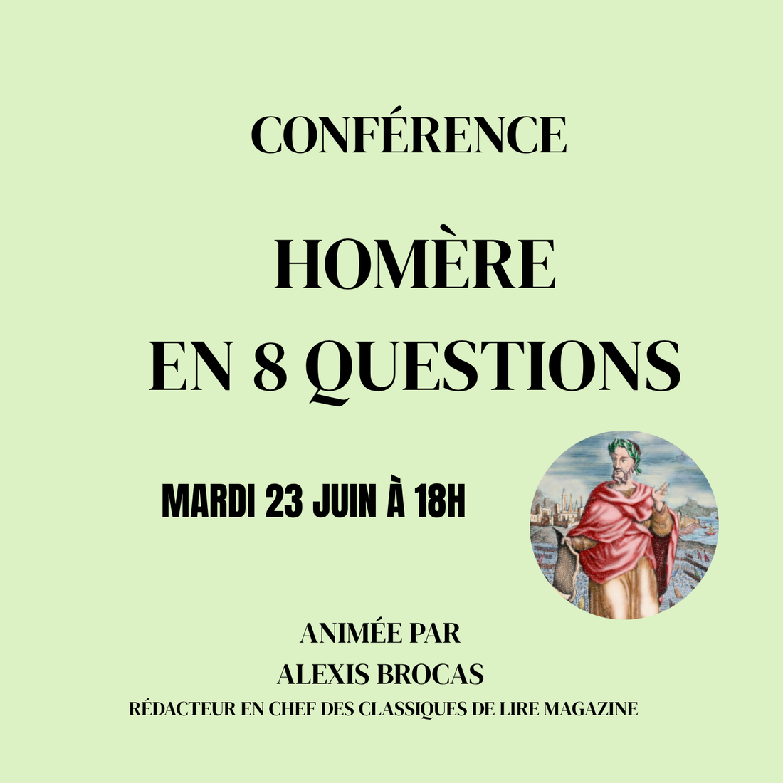 Conférence en ligne et en direct : Homère en 8 questions