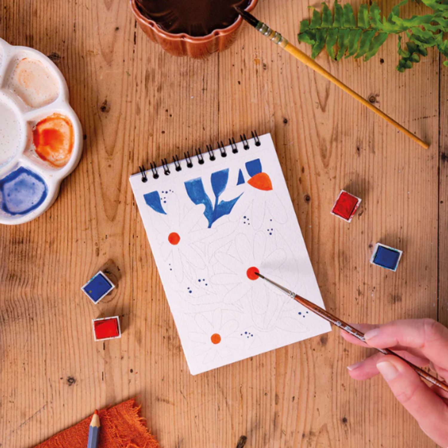 Carnet de coloriage  Floral bleu et rose - Format A6