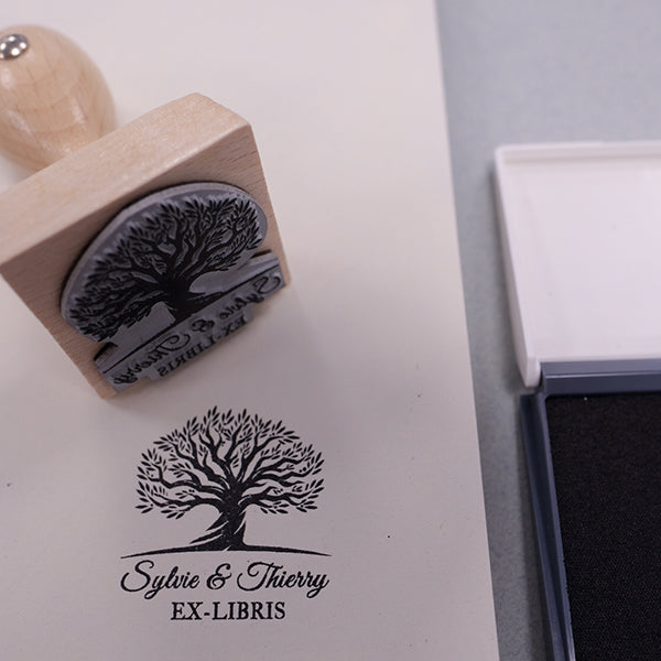 Tampon en bois ex-libris à personnaliser -  Modèle « Olivier »