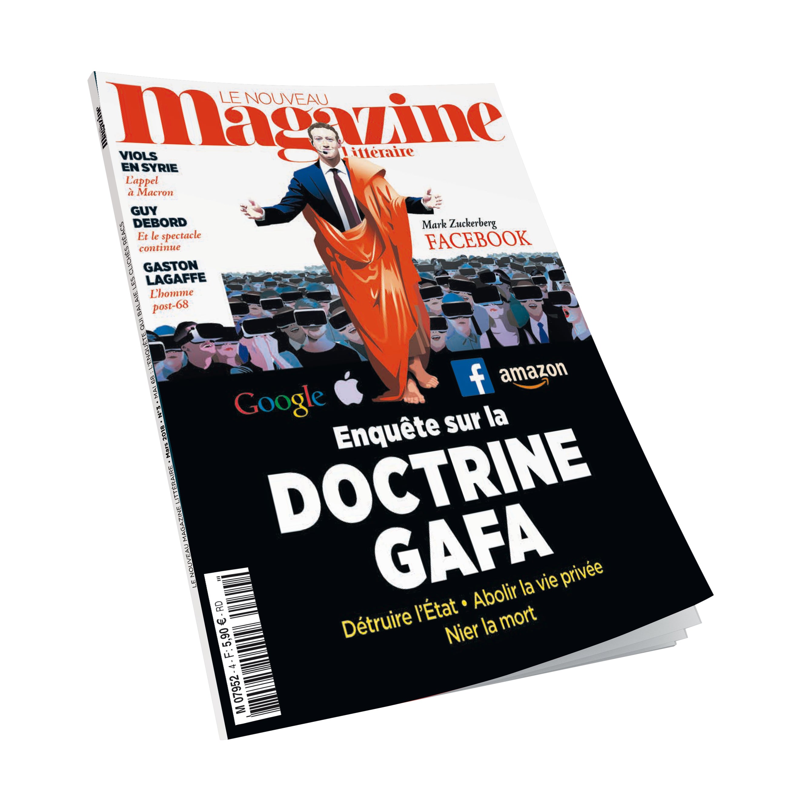 Nouveau Magazine Littéraire n°4 - Enquête sur la doctrine GAFA - avril 2018.