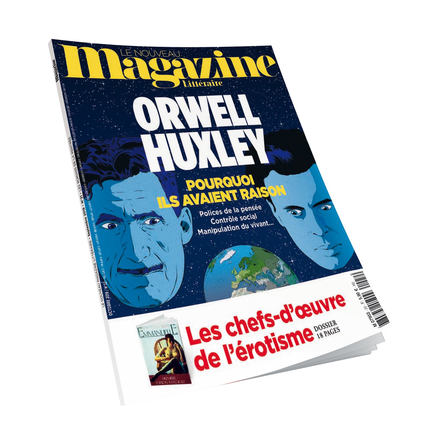 Nouveau Magazine Littéraire n°22 - Orwell Huxley, pourquoi ils avaient raison - septembre 2019.