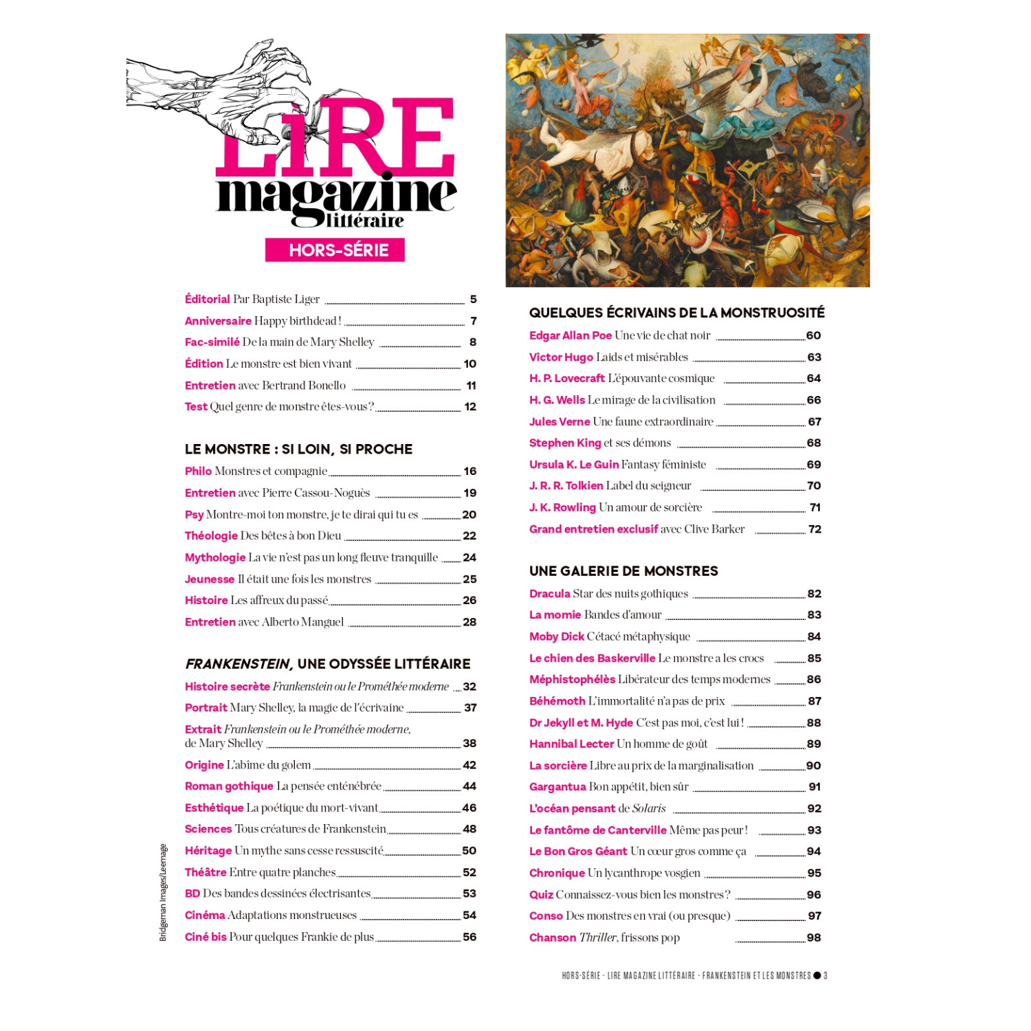 Hors-Série Lire Magazine Littéraire - Frankenstein et les grands monstres de la littérature - mars avril 2021.