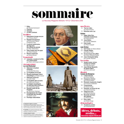 Nouveau Magazine Littéraire n°12 - Le vrai Mahomet, une nouvelle lecture des textes fondamentaux - novembre 2018.