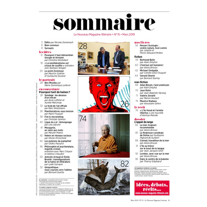Nouveau Magazine Littéraire n°15 - SOS France, pourquoi tant de haines - février 2019.