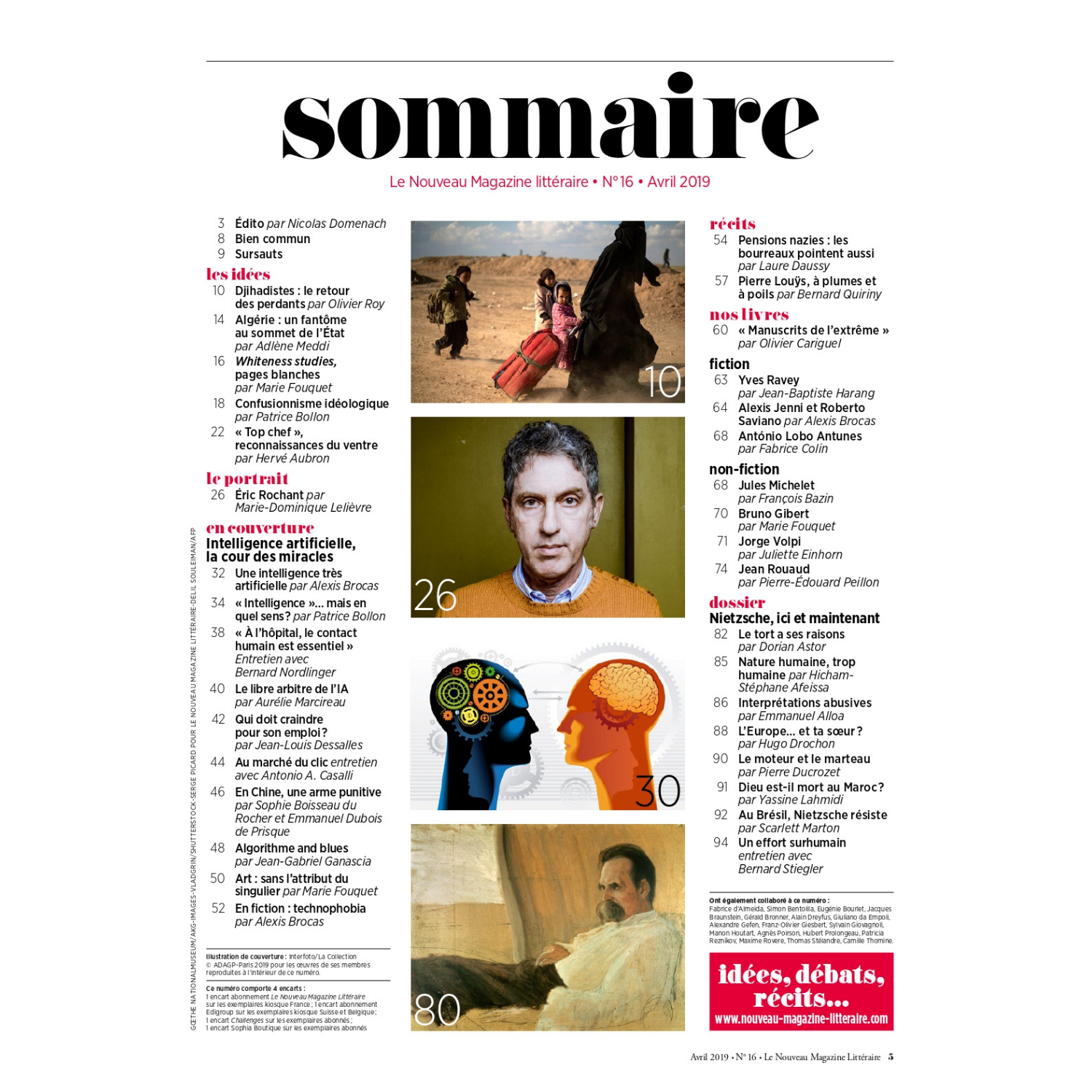 Nouveau Magazine Littéraire n°16 - Nietzsche, il nous aide à penser les désastres du XXIe siècle&quot; - mars 2019.