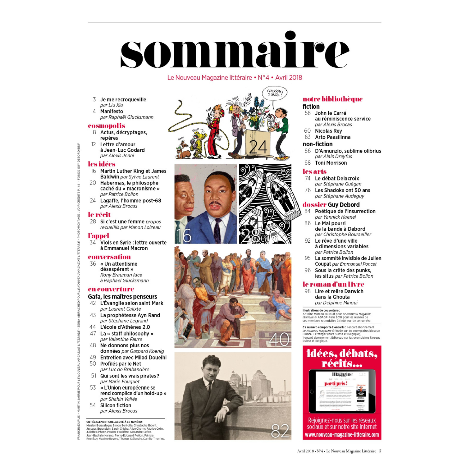 Nouveau Magazine Littéraire n°4 - Enquête sur la doctrine GAFA - avril 2018.