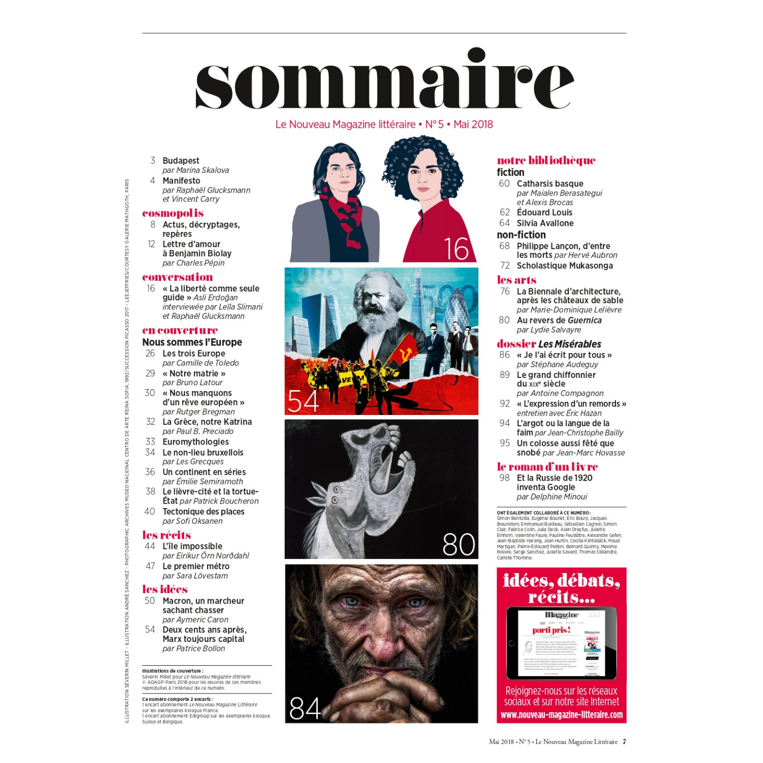 Nouveau Magazine Littéraire n°5 - Leïla Slimani, Asli Erdoğan, libres contre toutes les tyrannies - mai 2018.