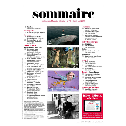 Nouveau Magazine Littéraire n°7/8 - Vivre sans dieu - juillet août 2018.
