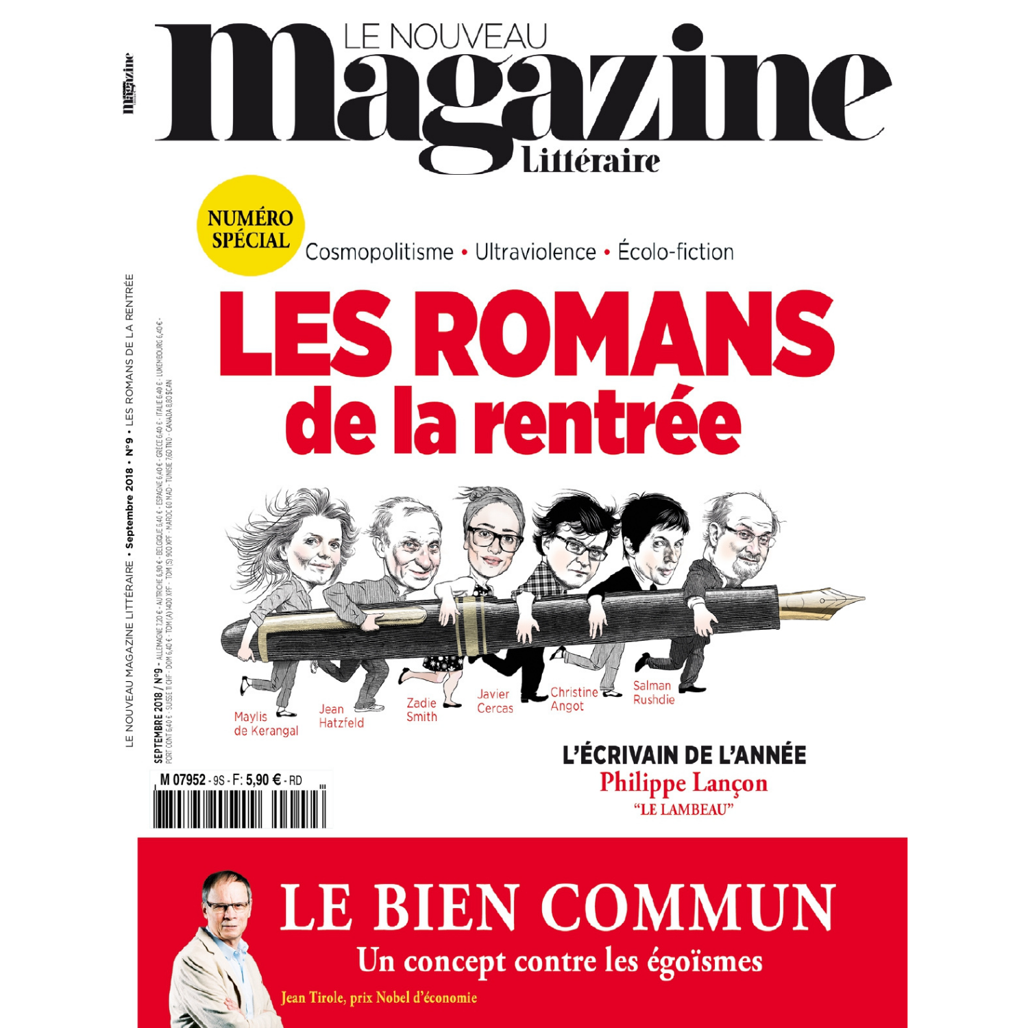 Nouveau Magazine Littéraire n°9 - Les romans de la rentrée - septembre 2018.