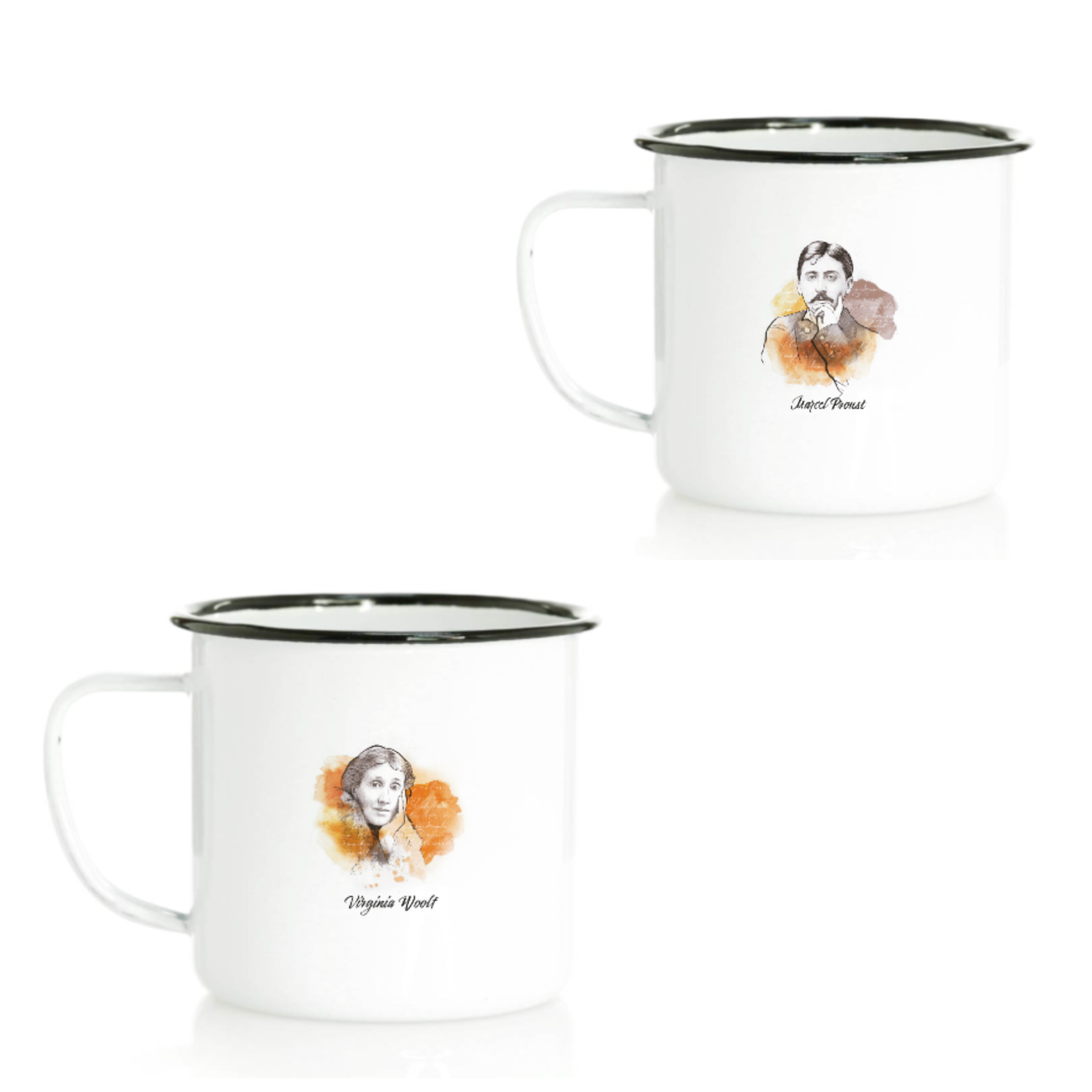 Le duo de mugs littéraires - Virginia Woolf &amp; Marcel Proust