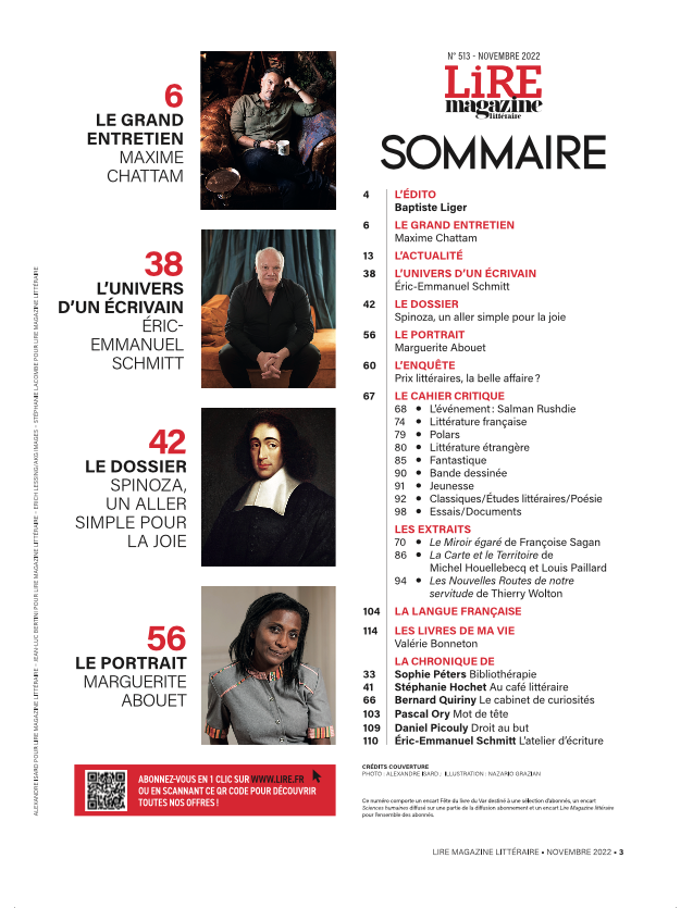 Lire Magazine littéraire n°513 - Spinoza, Un hymne à la joie - Novembre 2022